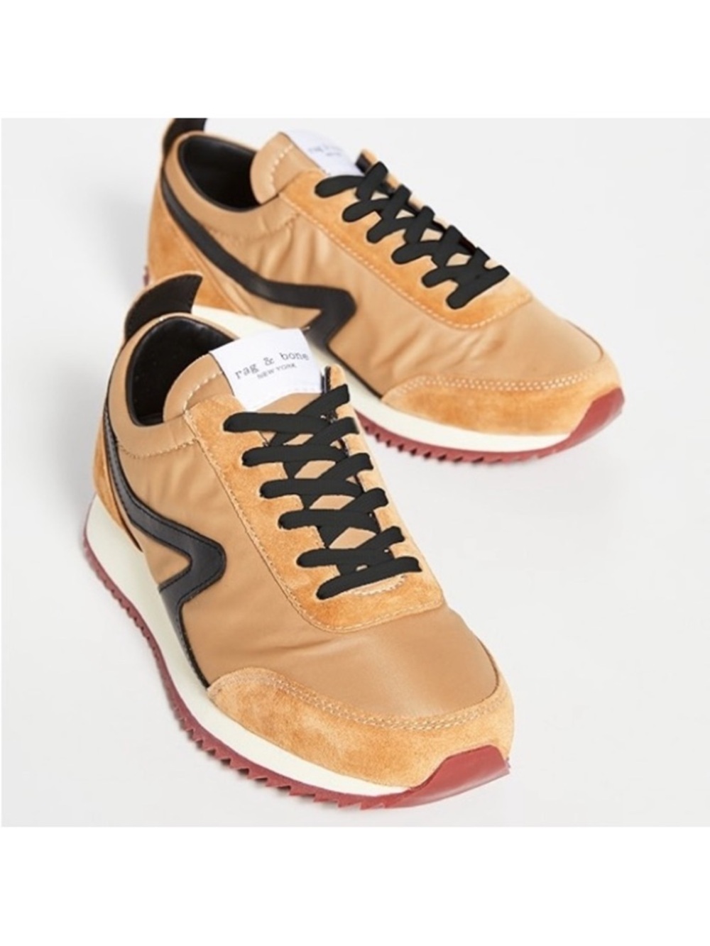$248 Rag & Bone Women's Retro Runner Lace Up Sneakers in mustard 38/8